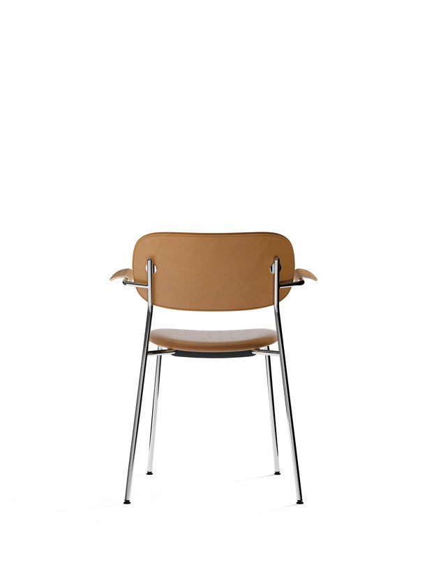 Co Chair, Dining Height with Arms, Chrome, Fully Upholstered