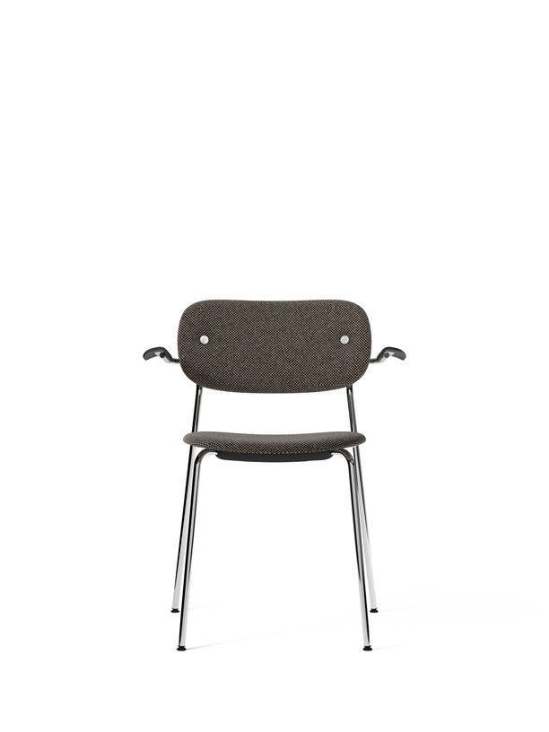 Co Chair, Dining Height with Arms, Chrome, Fully Upholstered