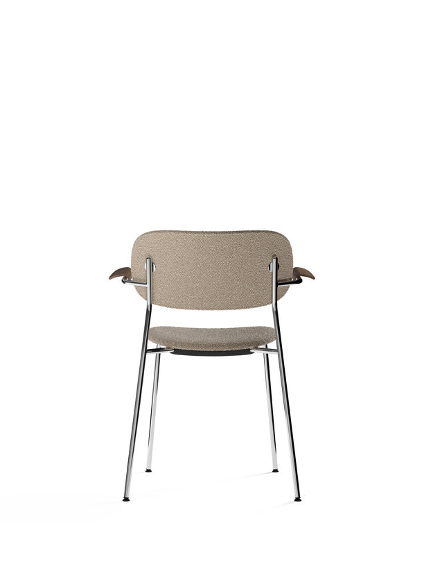 Co Chair, Dining Height with Arms, Chrome, Fully Upholstered