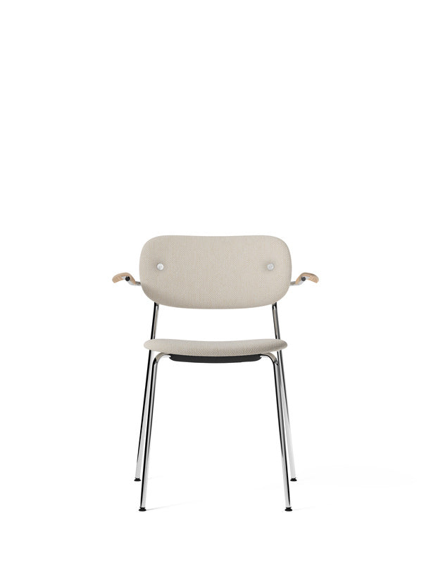 Co Chair, Dining Height with Arms, Chrome, Fully Upholstered