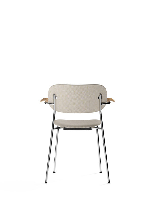 Co Chair, Dining Height with Arms, Chrome, Fully Upholstered