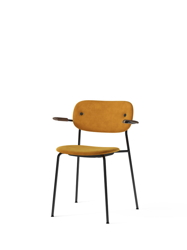 Co Chair, Dining Height with Arms, Black Steel, Fully Upholstered