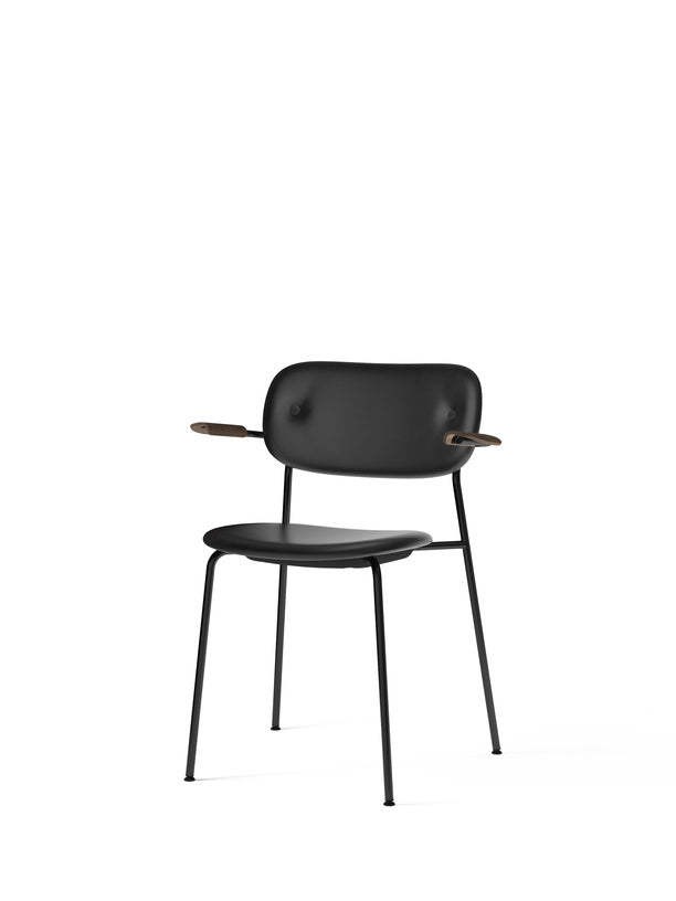 Co Chair, Dining Height with Arms, Black Steel, Fully Upholstered