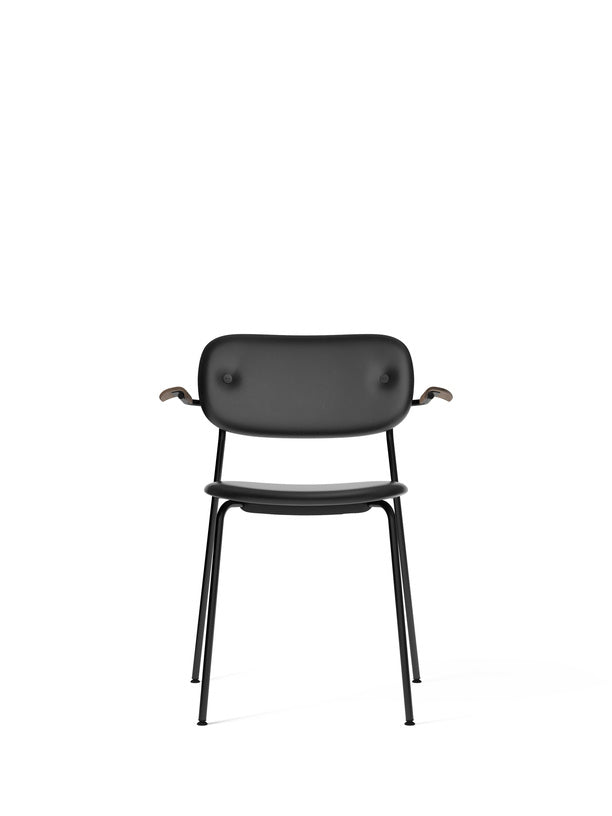 Co Chair, Dining Height with Arms, Black Steel, Fully Upholstered