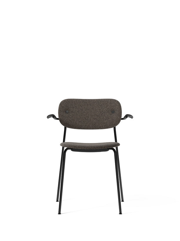 Co Chair, Dining Height with Arms, Black Steel, Fully Upholstered