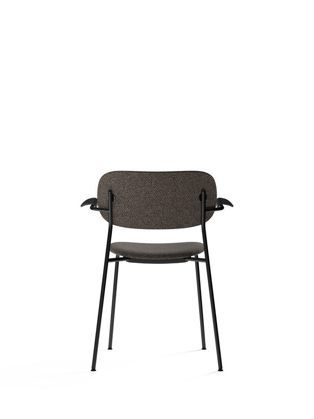 Co Chair, Dining Height with Arms, Black Steel, Fully Upholstered