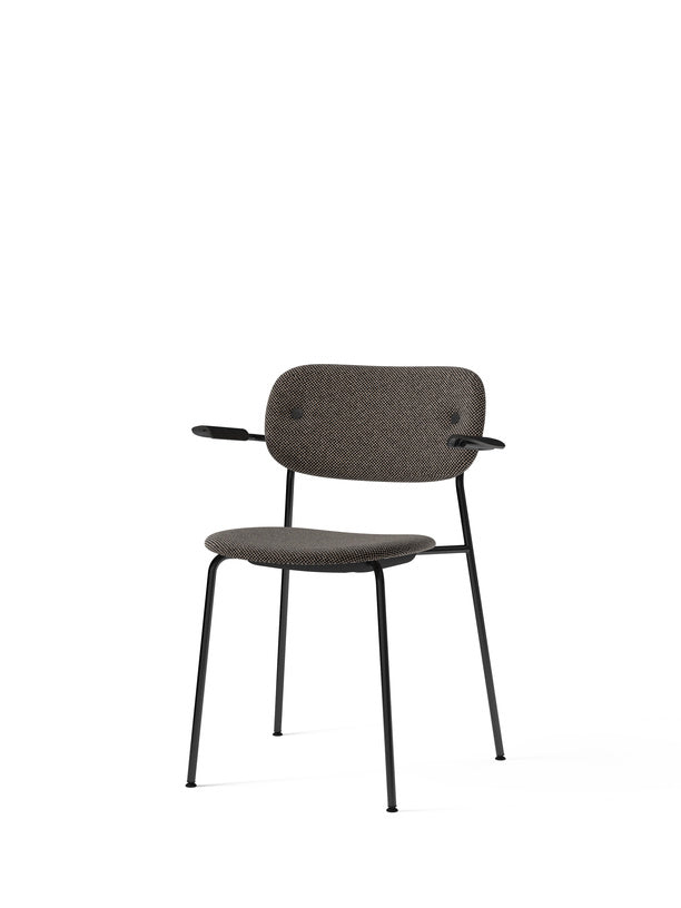 Co Chair, Dining Height with Arms, Black Steel, Fully Upholstered