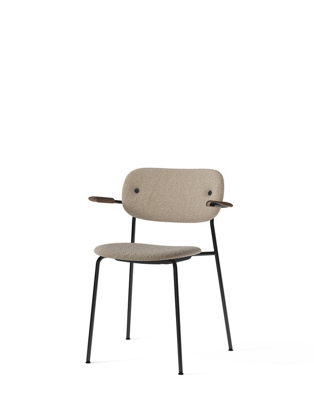 Co Chair, Dining Height with Arms, Black Steel, Fully Upholstered