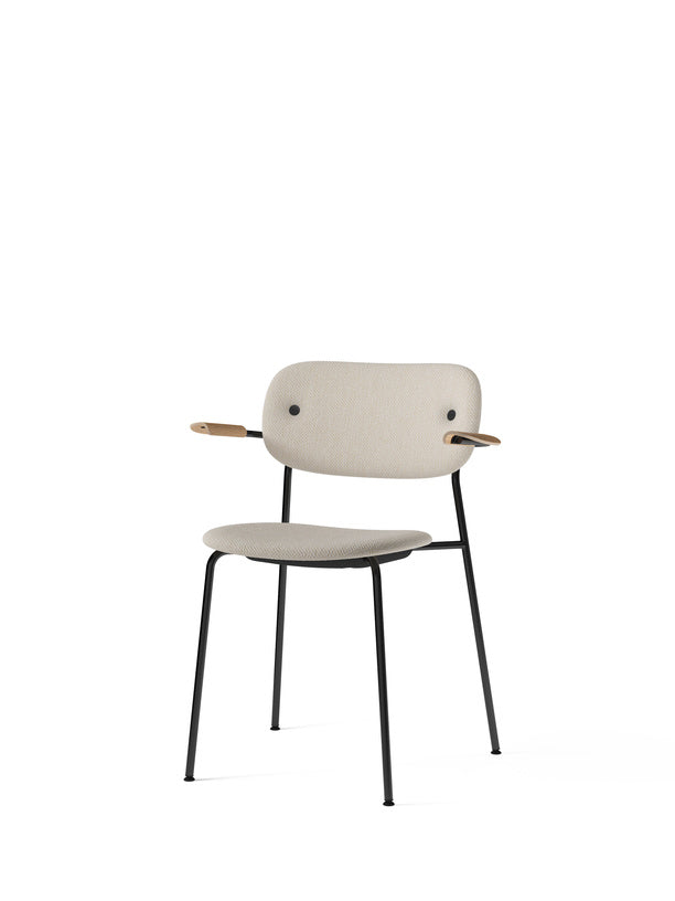 Co Chair, Dining Height with Arms, Black Steel, Fully Upholstered