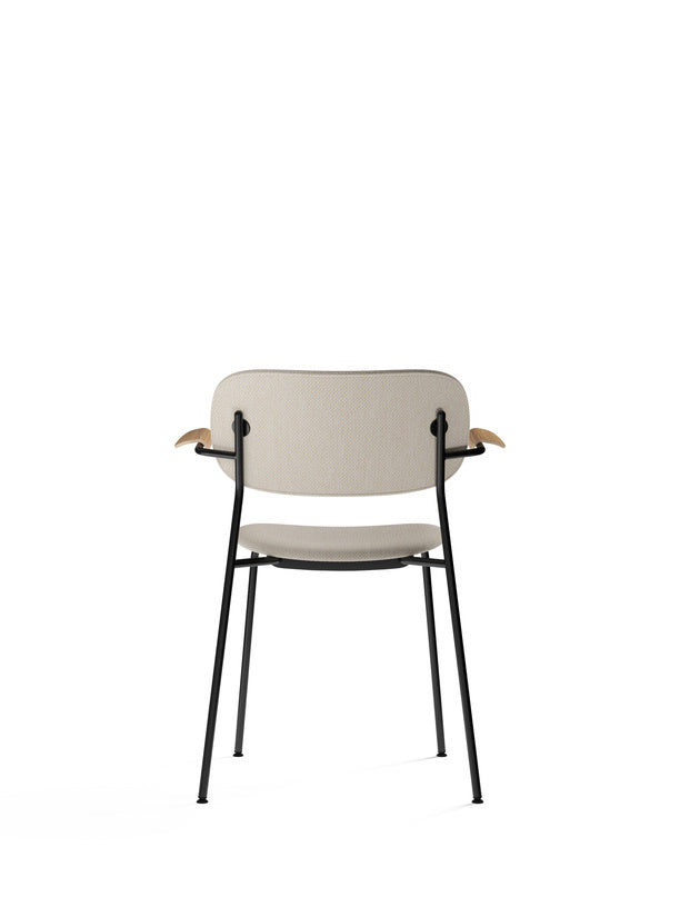 Co Chair, Dining Height with Arms, Black Steel, Fully Upholstered