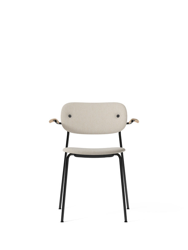 Co Chair, Dining Height with Arms, Black Steel, Fully Upholstered