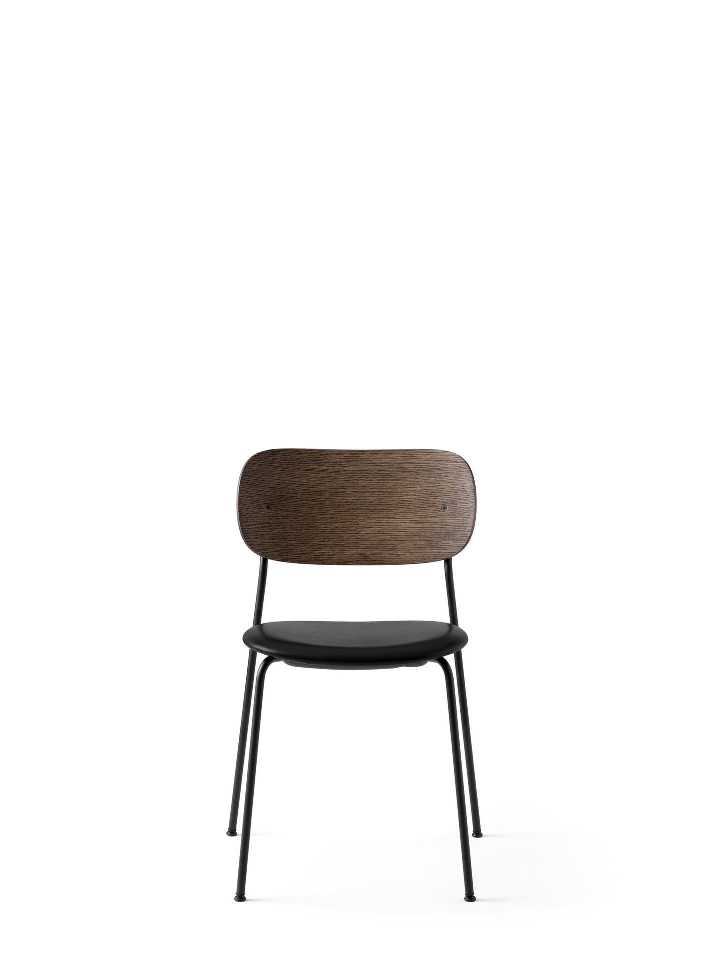 Co Chair, Dining Height, Black Steel, Upholstered Seat, Oak Back