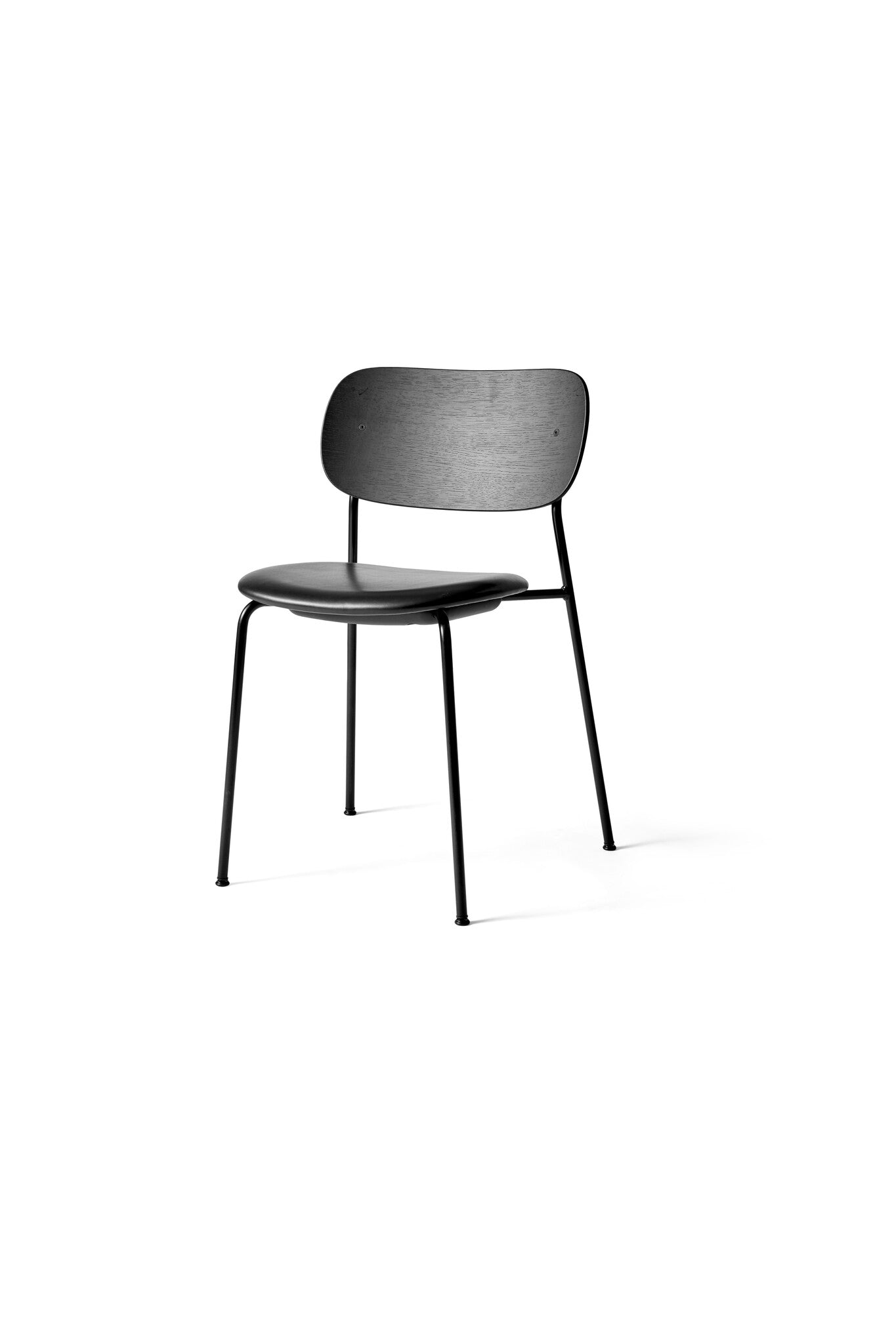 Co Chair, Dining Height, Black Steel, Upholstered Seat, Oak Back