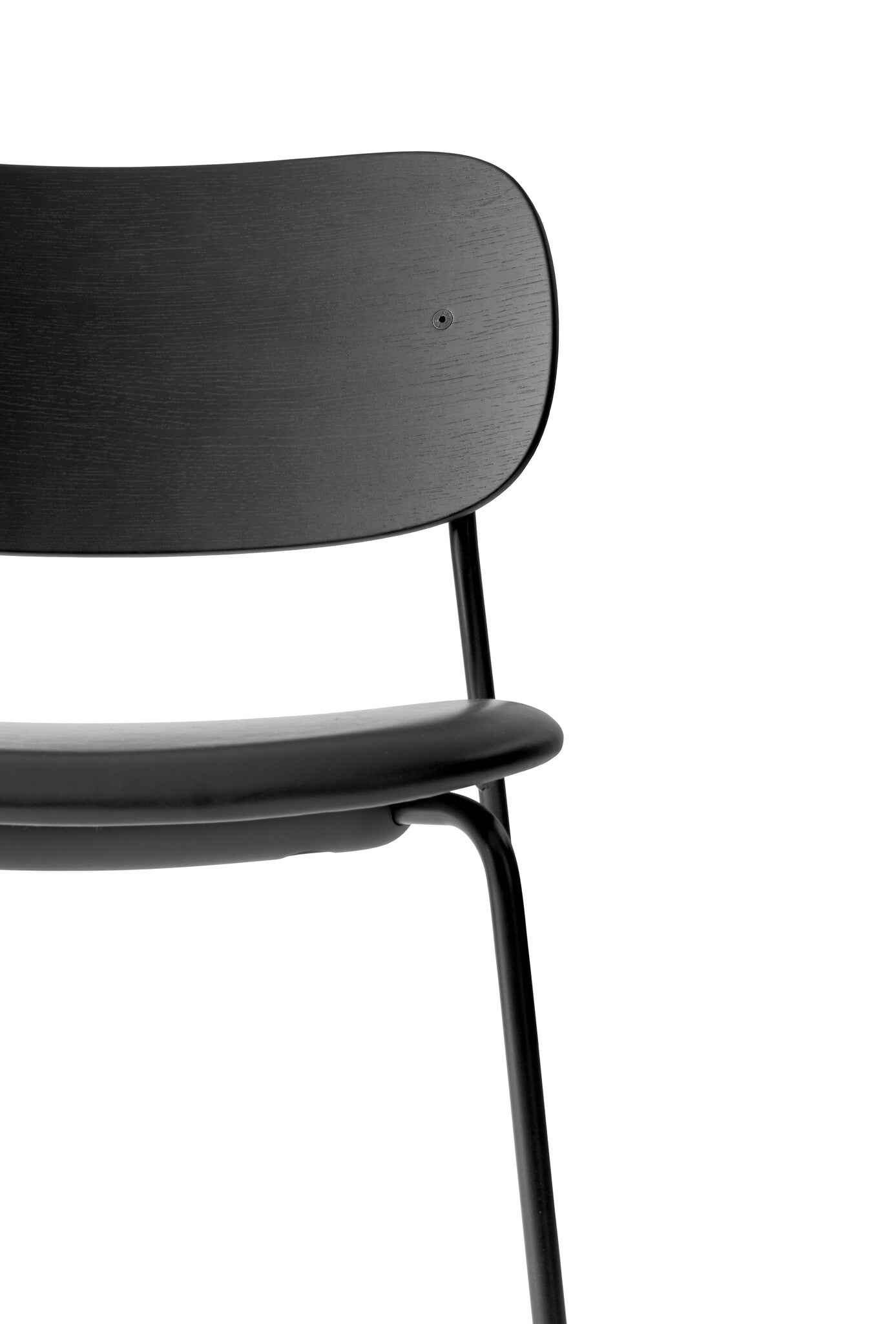 Co Chair, Dining Height, Black Steel, Upholstered Seat, Oak Back