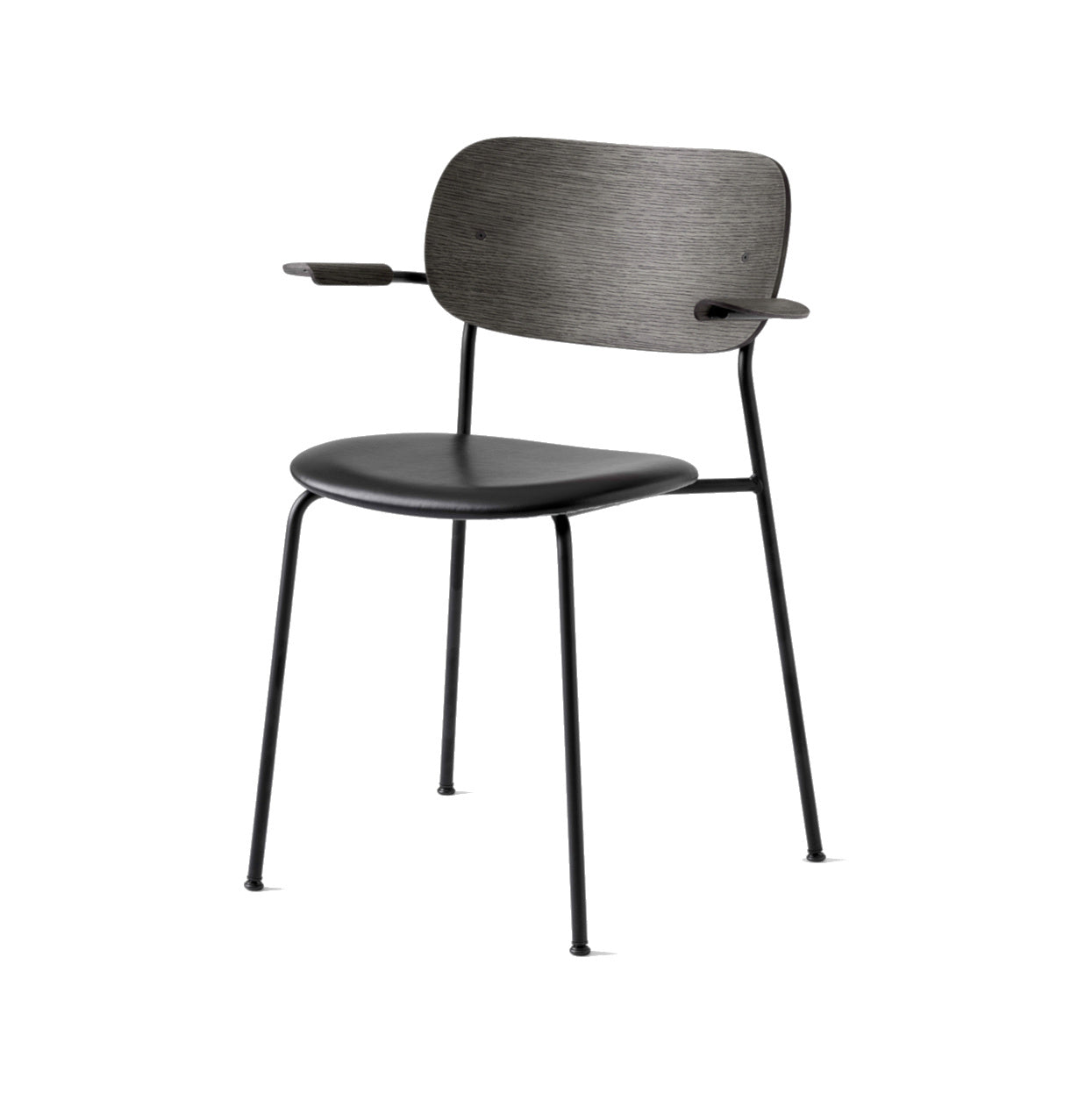 Co Chair, Dining Height with Arms, Black Steel, Wood Seat