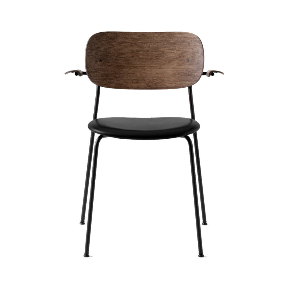 Co Chair, Dining Height with Arms, Black Steel, Wood Seat