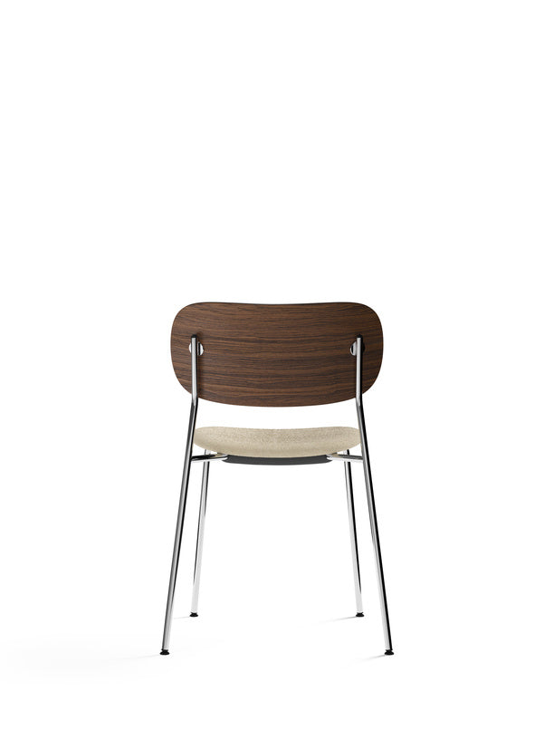 Co Chair, Dining Height, Chrome, Upholstered Seat, Oak Back