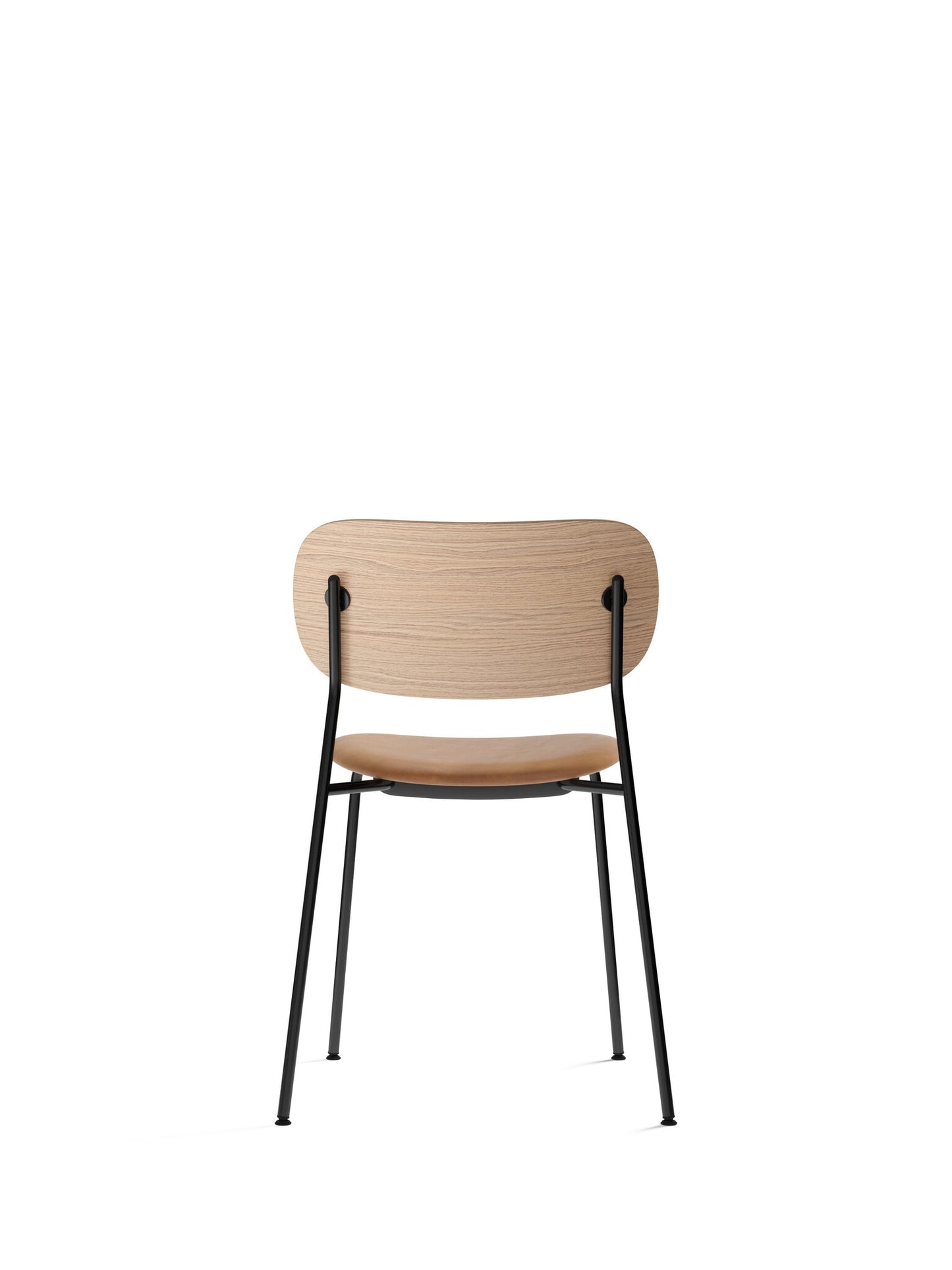 Co Chair, Dining Height, Black Steel, Upholstered Seat, Oak Back