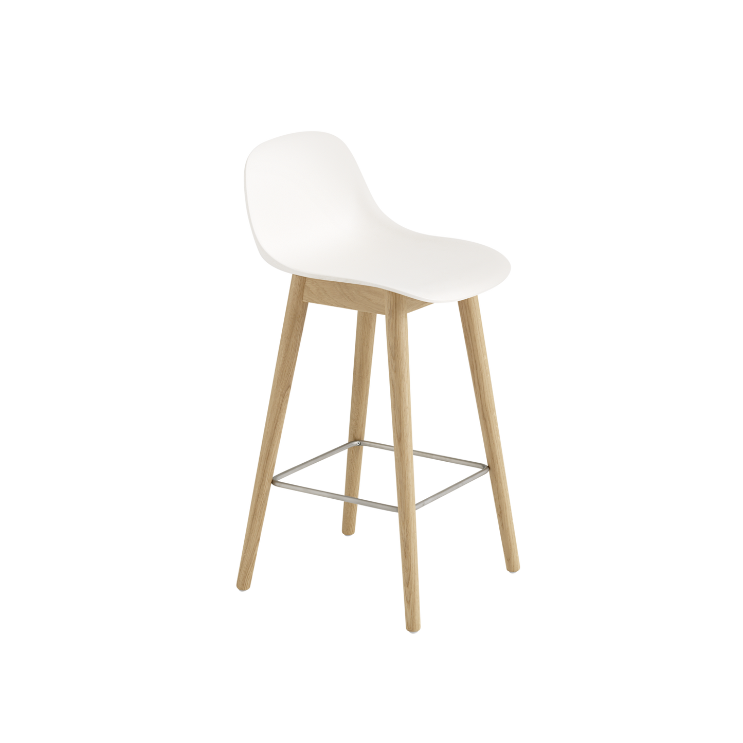 Fiber Counter Stool with Backrest / Wood Base H: 65cm / 25.6in