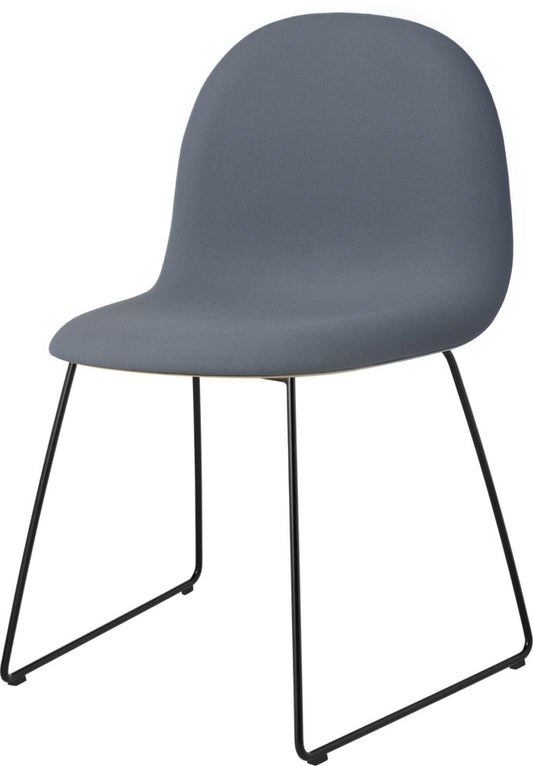 3D Dining Chair - Front Upholstered, Sledge base, Black Semi Matte Base, Black Stained Beech Semi Matte