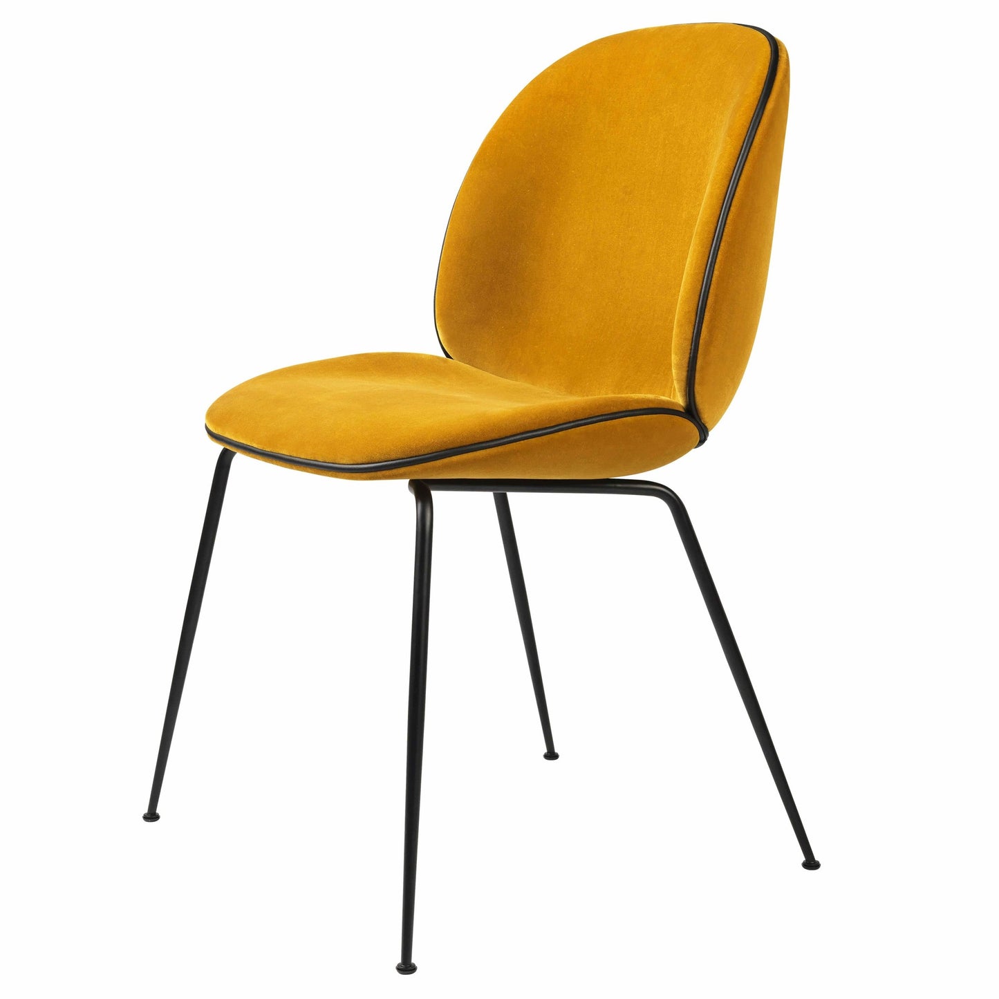 Beetle Dining Chair - Fully Upholstered, Conic Base, Black Matte Base