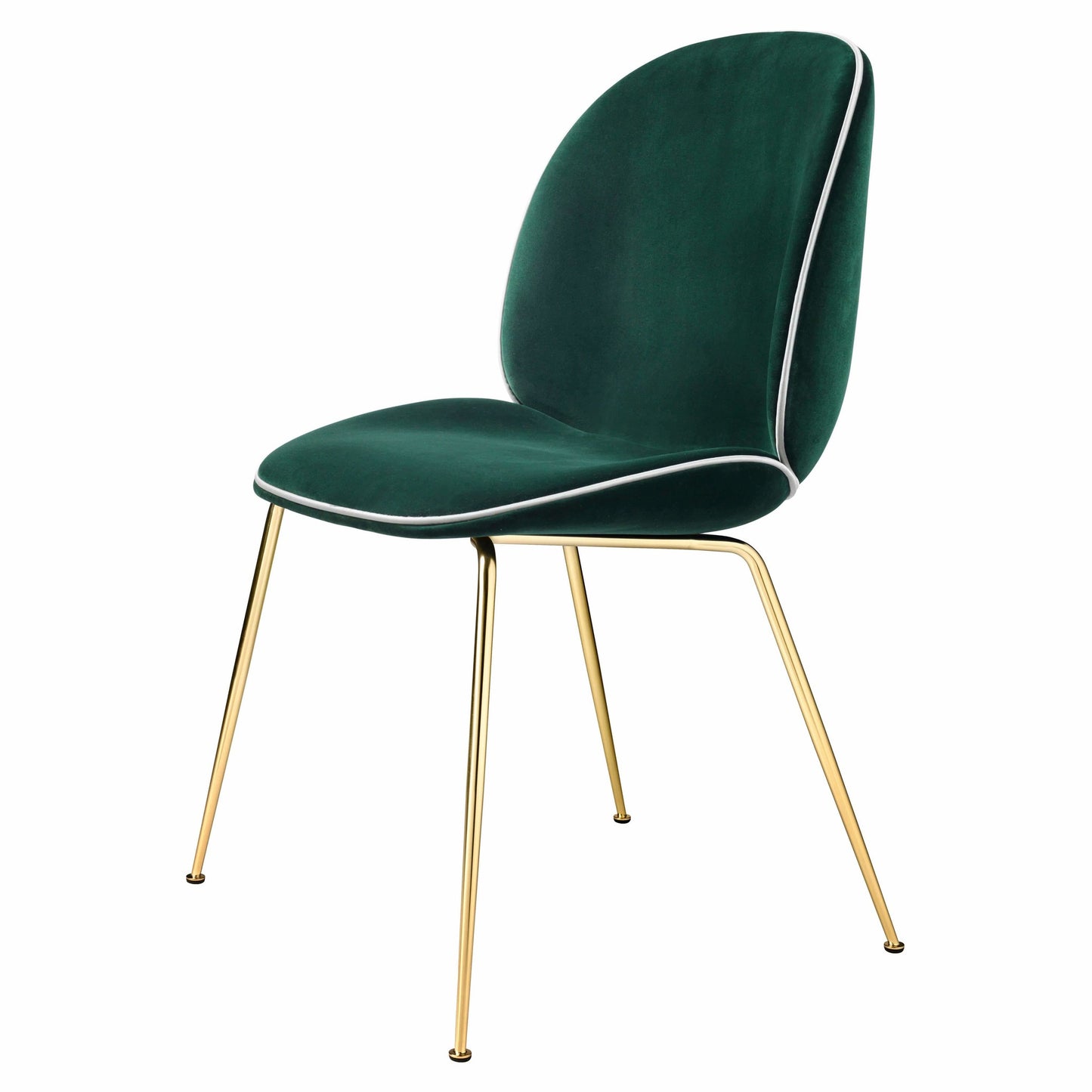 Beetle Dining Chair - Fully Upholstered, Conic Base, Brass Semi Matte Base