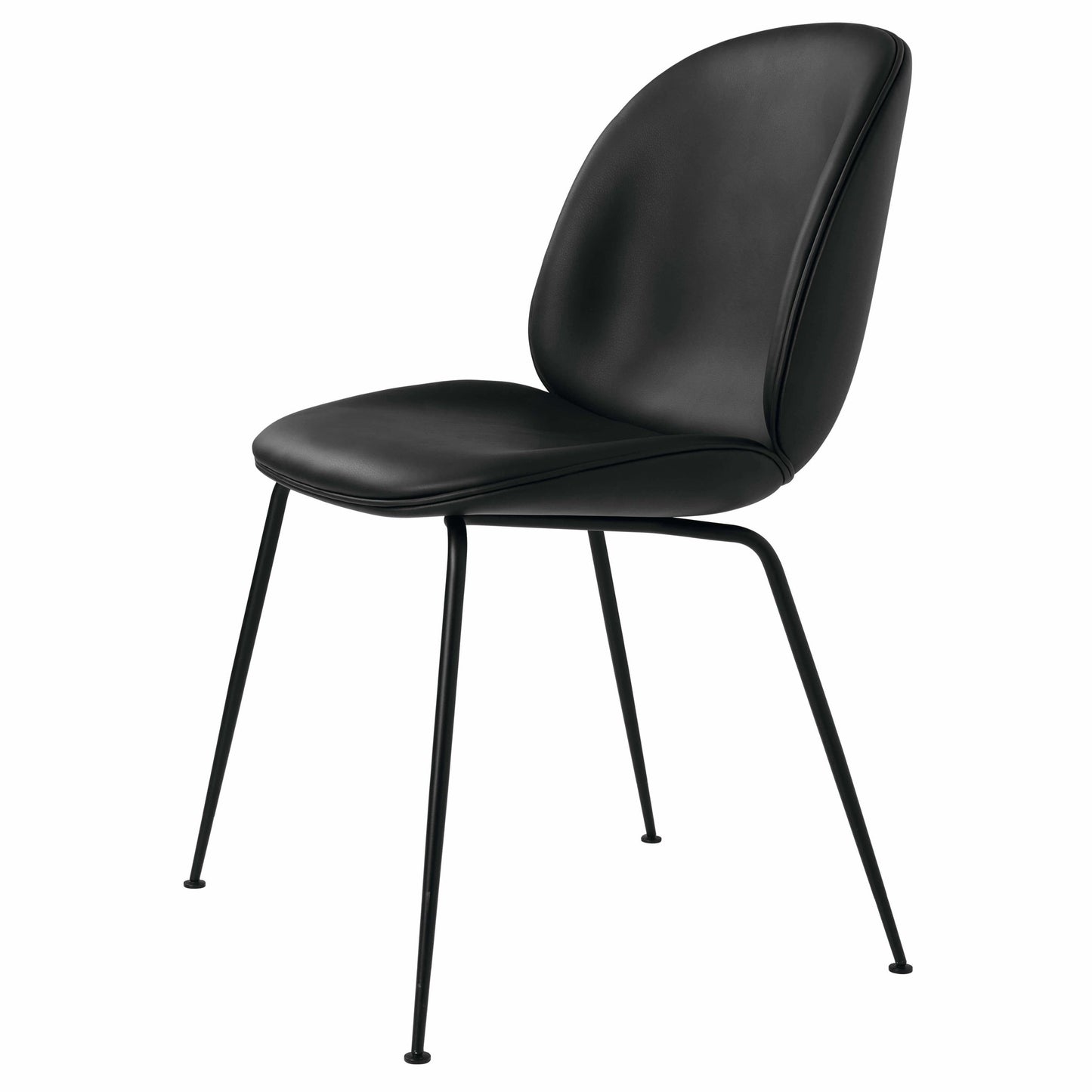 Beetle Dining Chair - Fully Upholstered, Conic Base, Black Matte Base