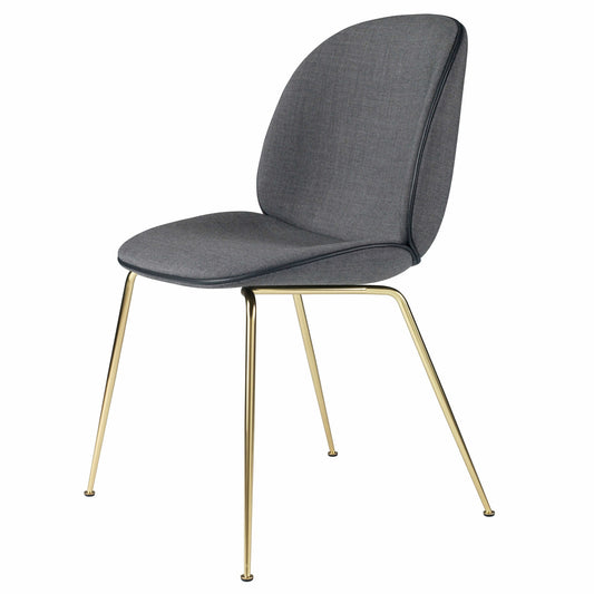 Beetle Dining Chair - Fully Upholstered, Conic base, Antique Brass Base
