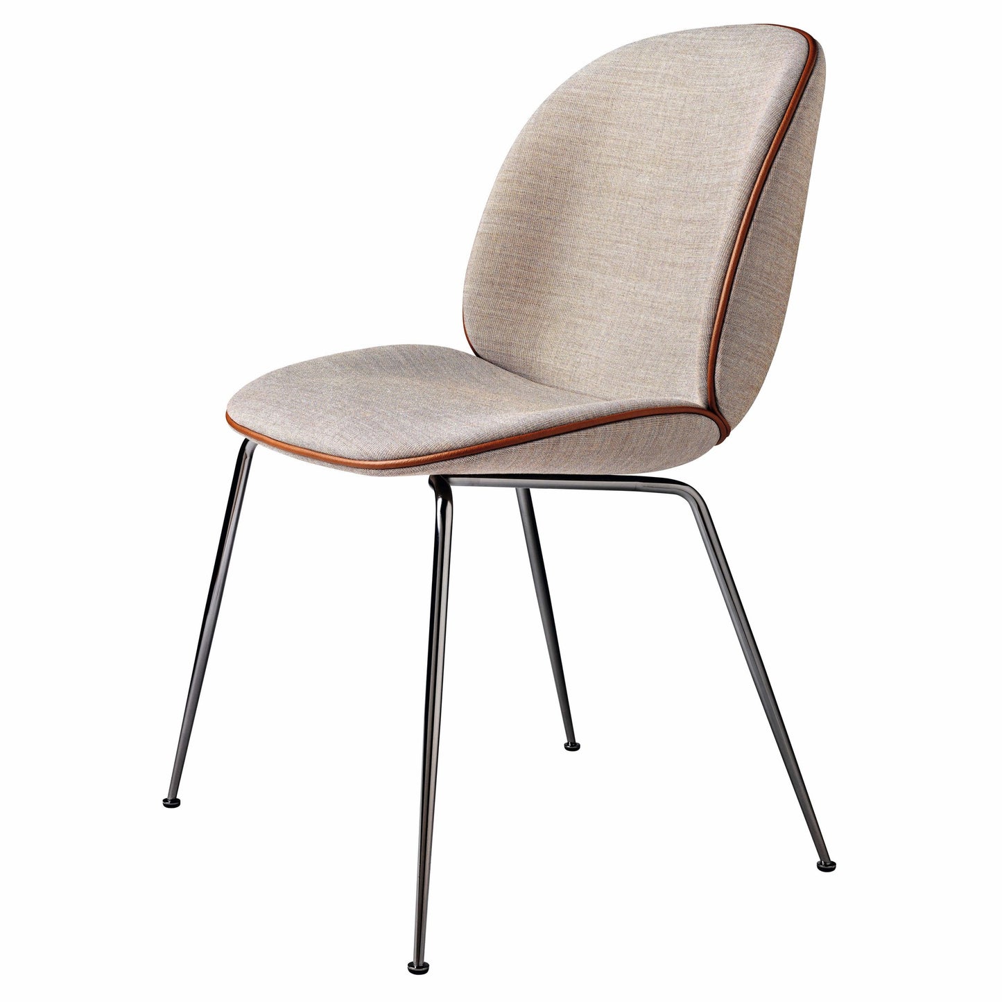 Beetle Dining Chair - Fully Upholstered, Conic base, Black Chrome Base