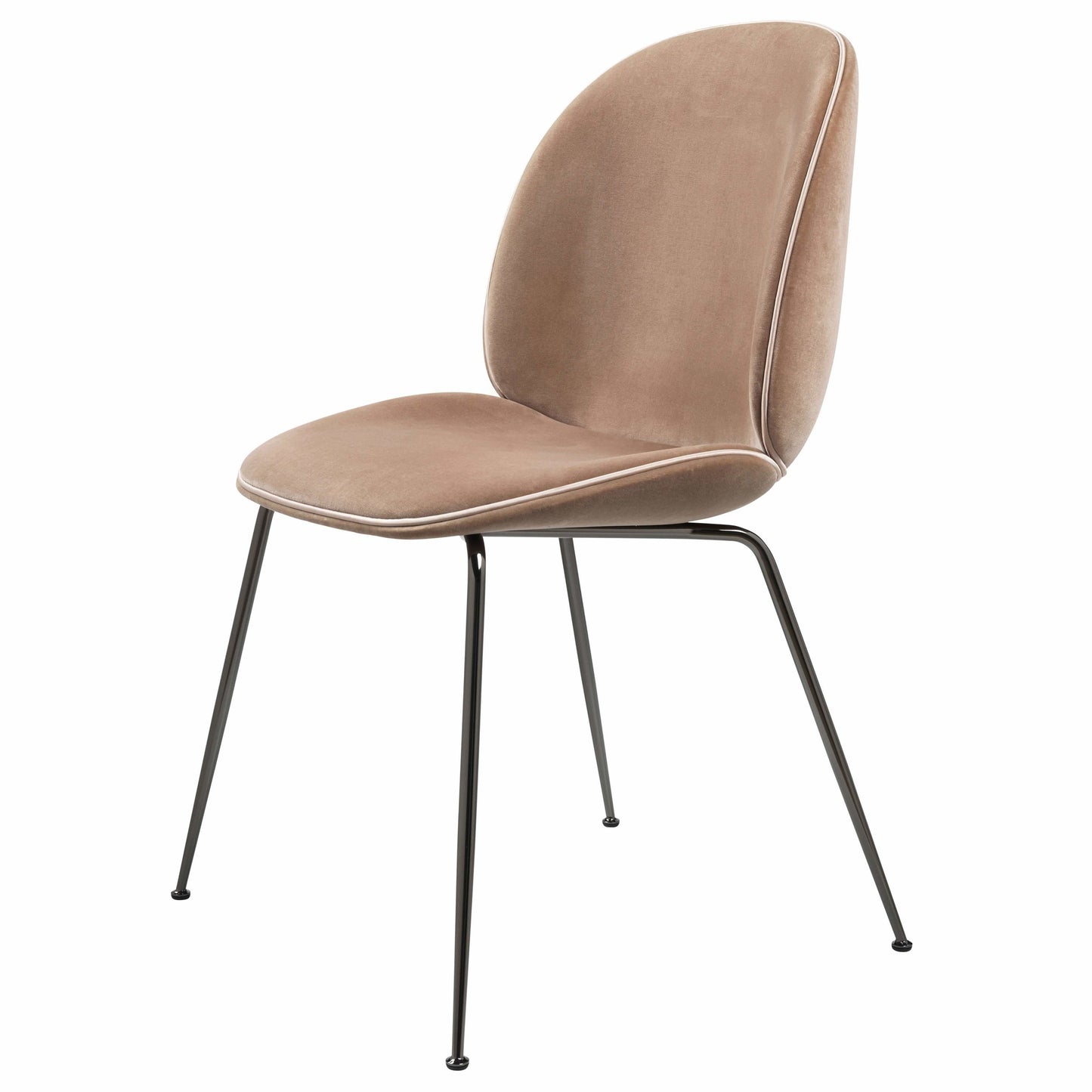 Beetle Dining Chair - Fully Upholstered, Conic base, Black Chrome Base