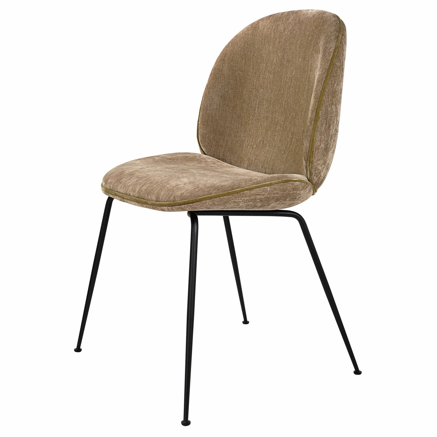 Beetle Dining Chair - Fully Upholstered, Conic Base, Black Matte Base