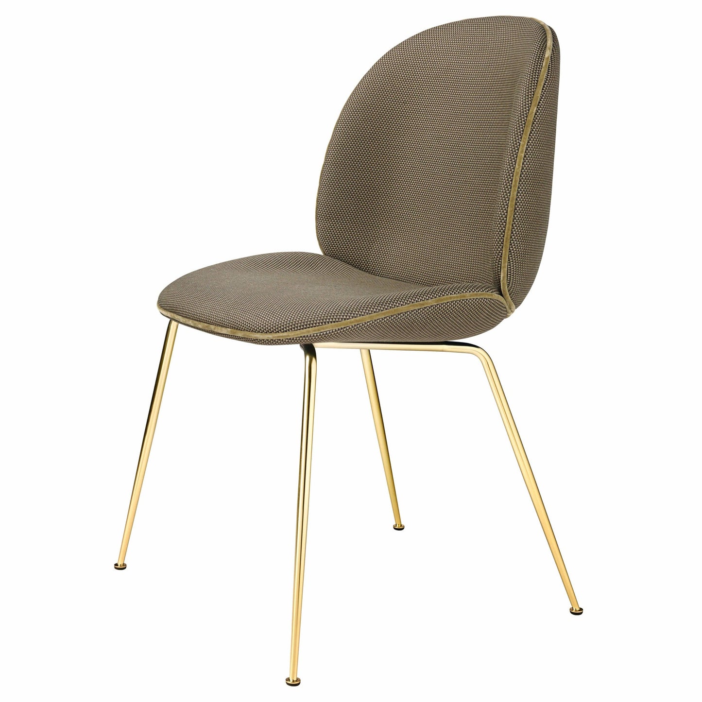 Beetle Dining Chair - Fully Upholstered, Conic Base, Brass Semi Matte Base
