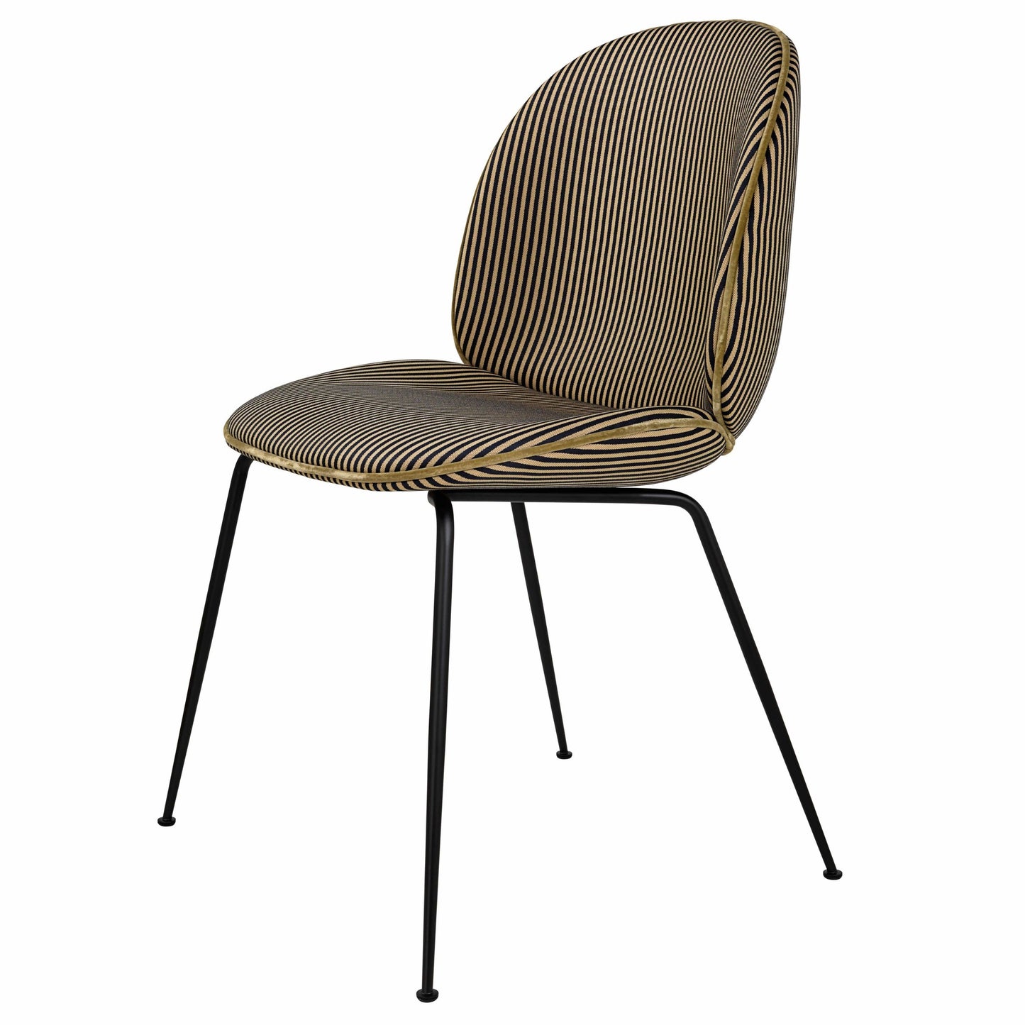 Beetle Dining Chair - Fully Upholstered, Conic Base, Black Matte Base