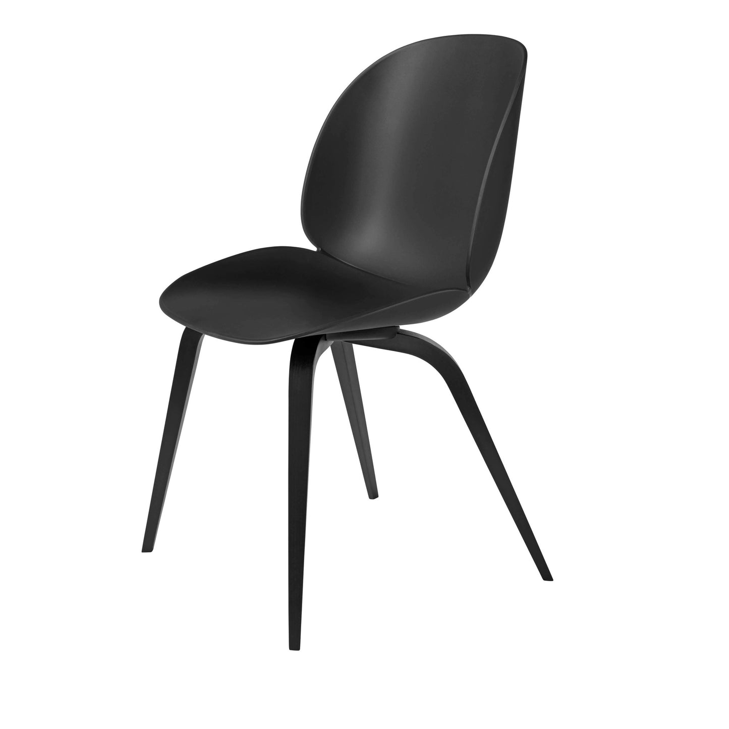Beetle Dining Chair - Un-Upholstered, Wood Base, Black Stained Beech Semi Matte Lacquered Base