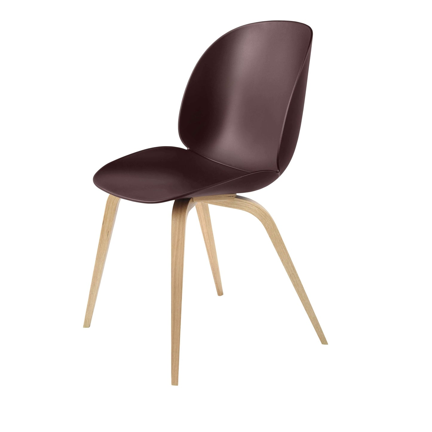 Beetle Dining Chair - Un-Upholstered, Wood base, Oak Semi Matte Lacquered Base