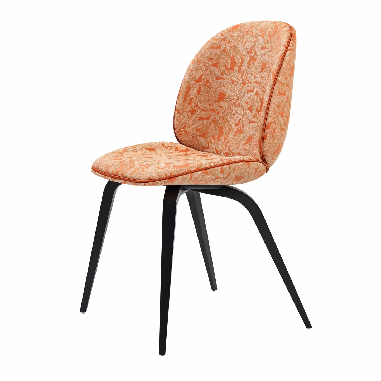 Beetle Dining Chair - Fully Upholstered, Wood Base, American Walnut Matte Lacquered Base