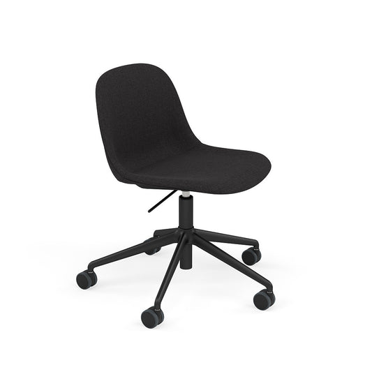 Fiber Side Chair / Black Swivel Base with Casters & Gas Lift, Upholstered