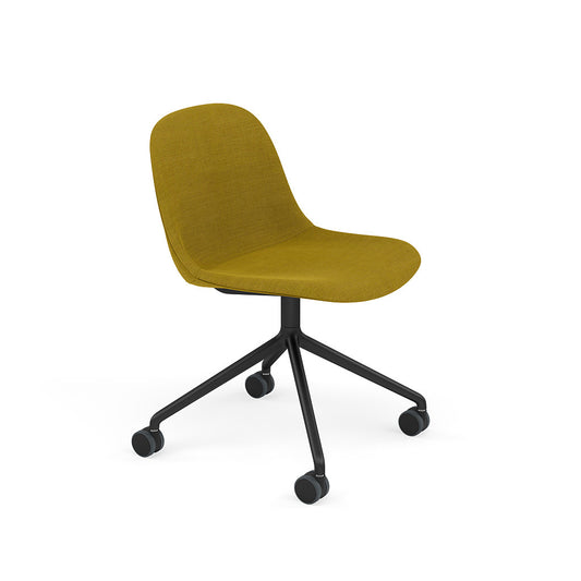 Fiber Side Chair / Black Swivel Base with Castors, Upholstered