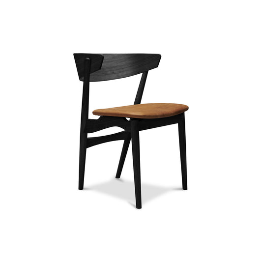 No. 7 Dining Chair, Oak- Wooden backrest/Upholstered seat