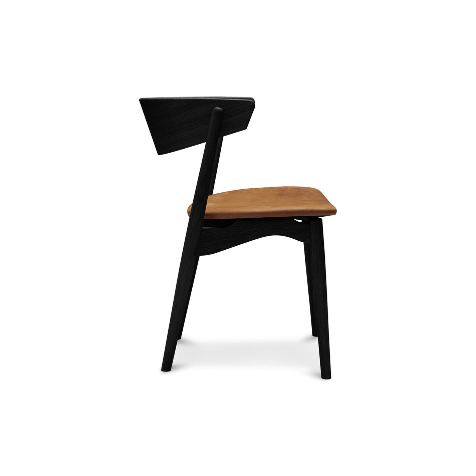 No. 7 Dining Chair, Oak- Wooden backrest/Upholstered seat