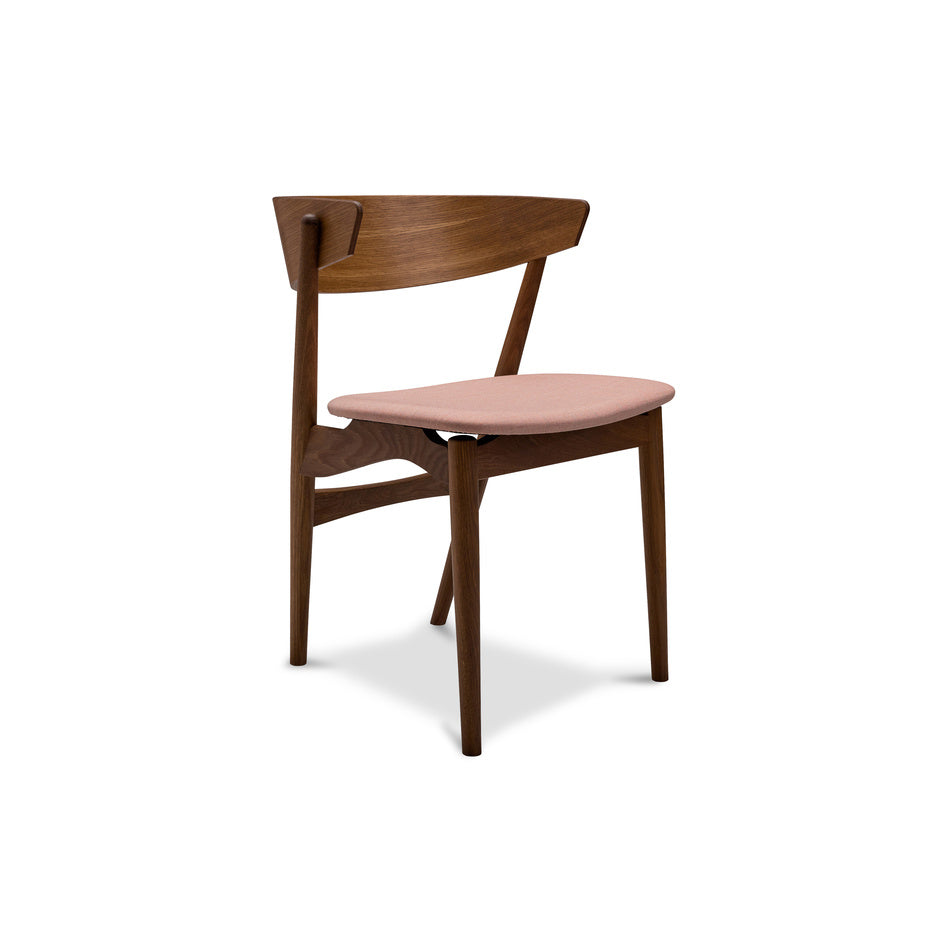 No. 7 Dining Chair, Oak- Wooden backrest/Upholstered seat