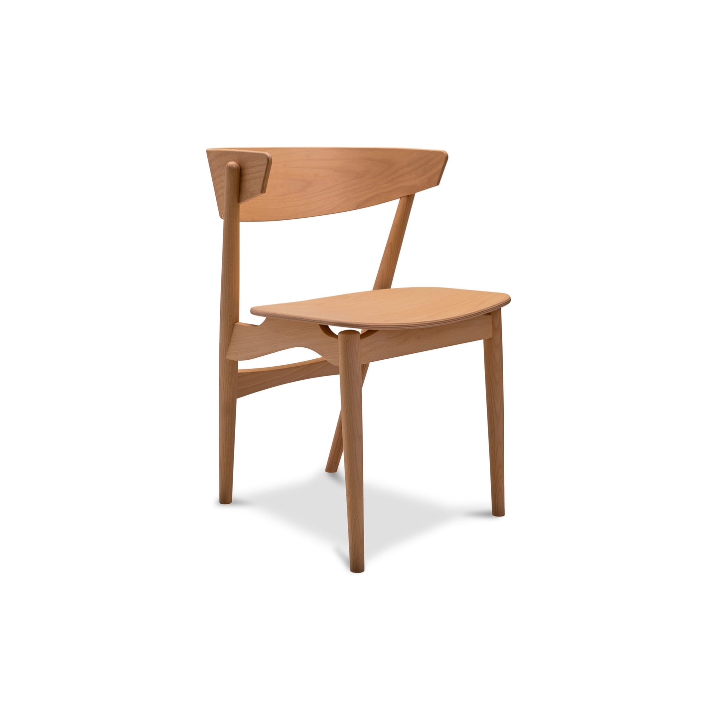 No. 7 Dining Chair, Beech - Wooden backrest/Upholstered seat
