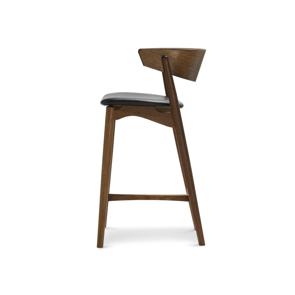 No. 7 Counter Stool, Oak, 65cm - Wooden backrest/upholstered seat