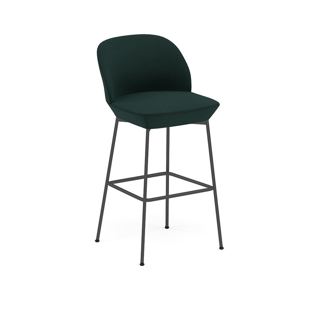 Oslo Bar Stool Upholstered Black Base - H: 75cm / 29.5in