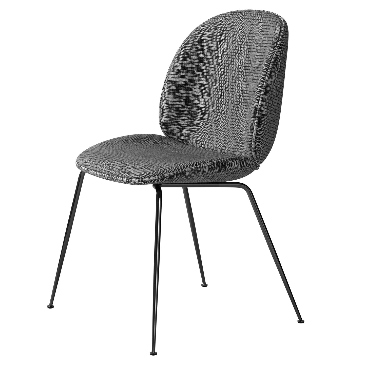Beetle Dining Chair - Fully Upholstered, Conic base, Black Chrome Base