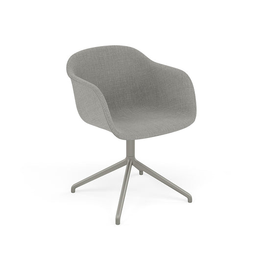 Fiber Armchair / Grey Swivel Base without Return, Upholstered