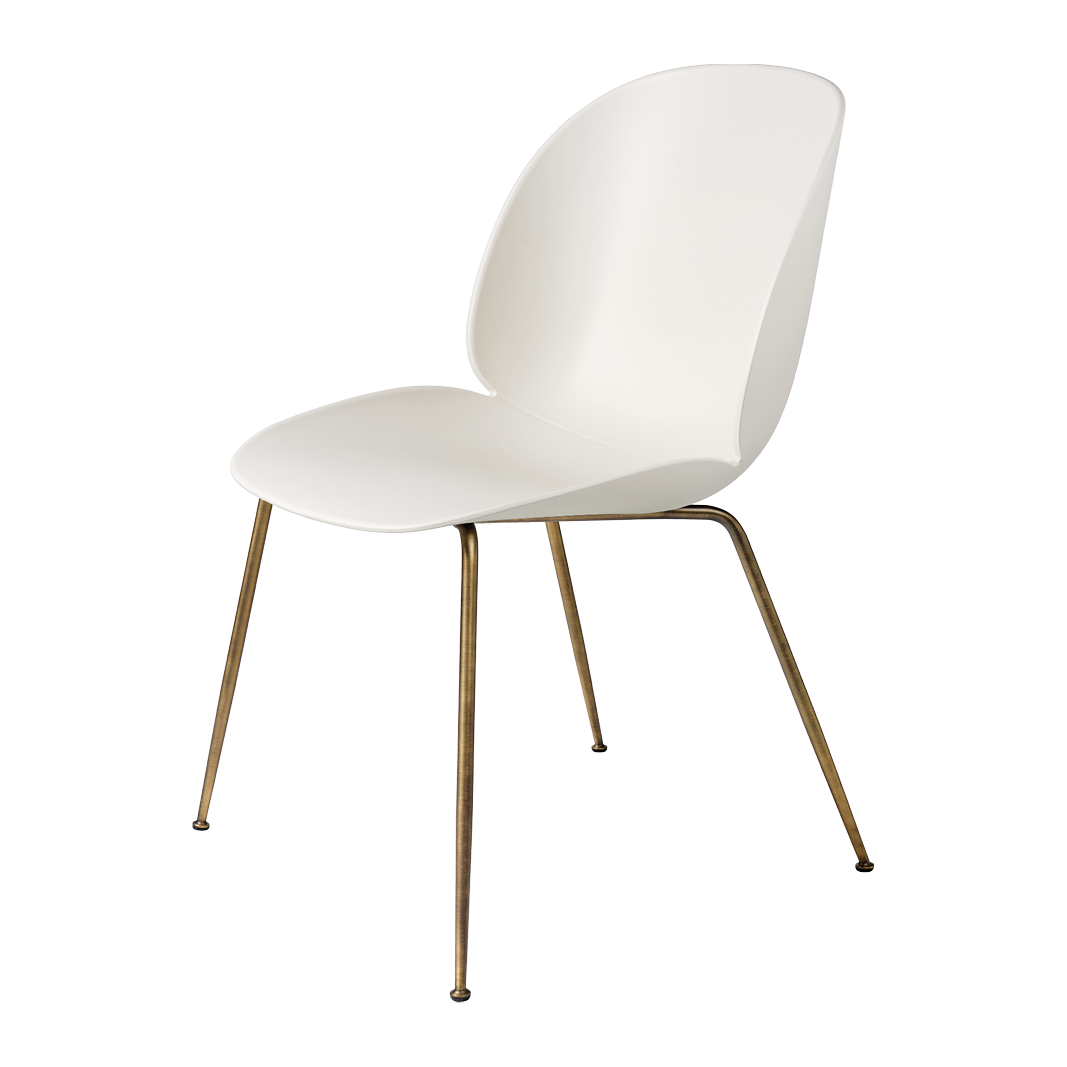 Beetle Dining Chair - Un-Upholstered, Conic base, Antique Brass Base