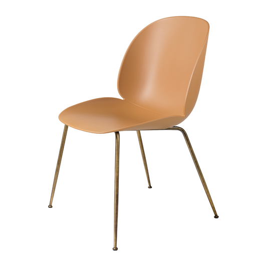 Beetle Dining Chair - Un-Upholstered, Conic base, Antique Brass Base