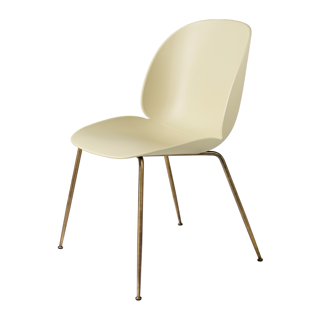 Beetle Dining Chair - Un-Upholstered, Conic base, Antique Brass Base