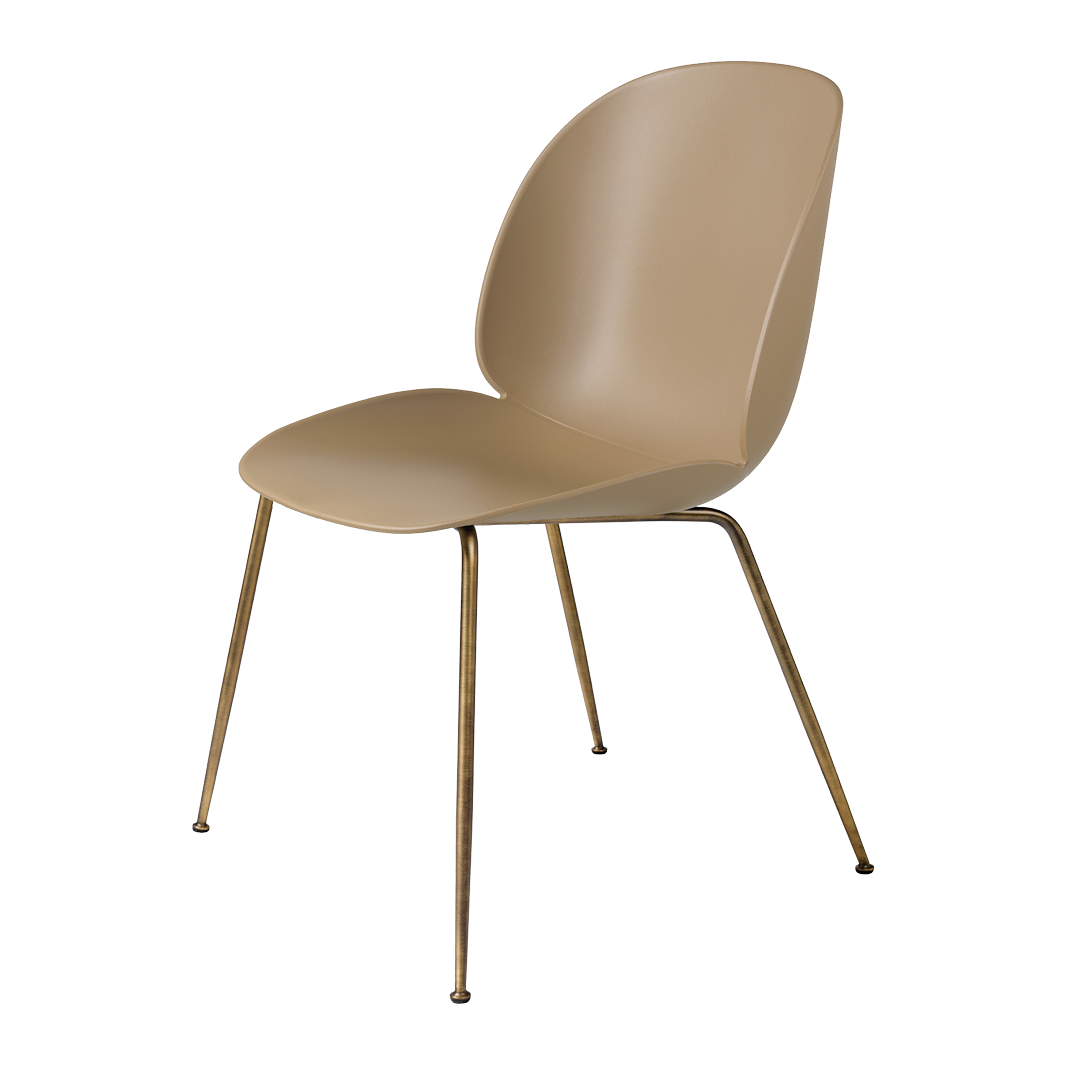 Beetle Dining Chair - Un-Upholstered, Conic base, Antique Brass Base